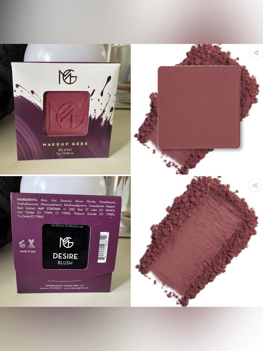 3/$15 Makeup Geek Blush Single Pan Desire Cruelty Free